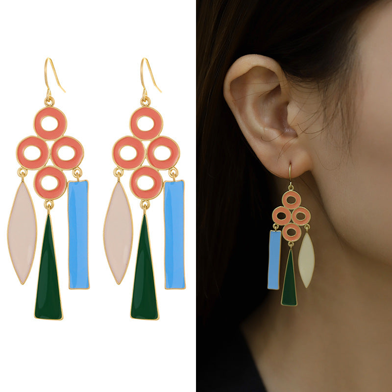 Wholesale Copper Plated Enamel Drop Oil Vintage Earrings