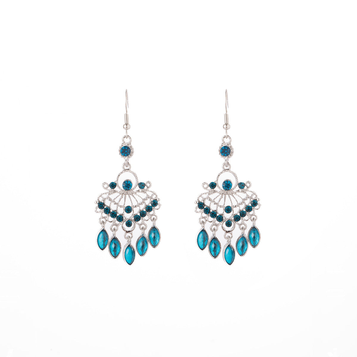 Wholesale Tassel blue diamond earrings long diamond-studded vintage earrings