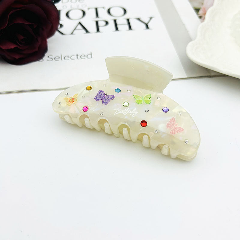 Wholesale Acetate Butterfly Painted Sweet Color Diamond Acrylic Hair Clip Headband
