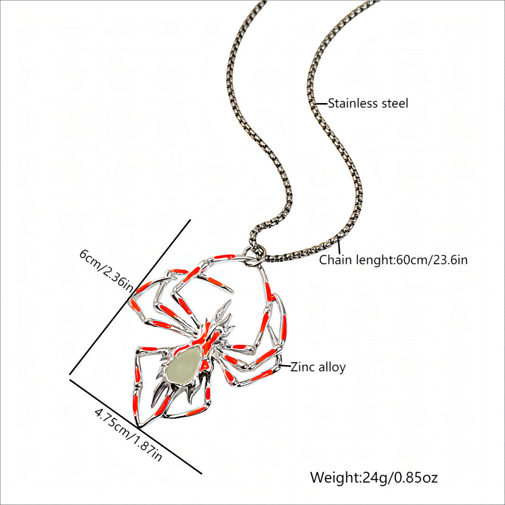 Wholesale Halloween three-dimensional luminous spider necklace