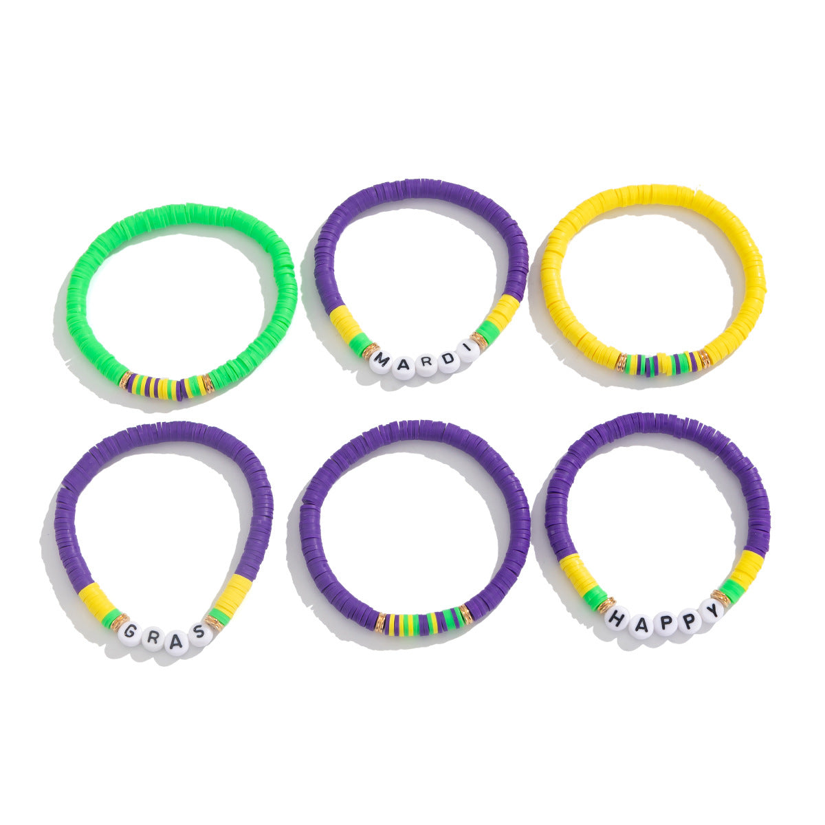 Wholesale Carnival Soft Ceramic Letter suit Bracelet Stacked with Acrylic Beaded Bracelet Personalized Hand Jewelry