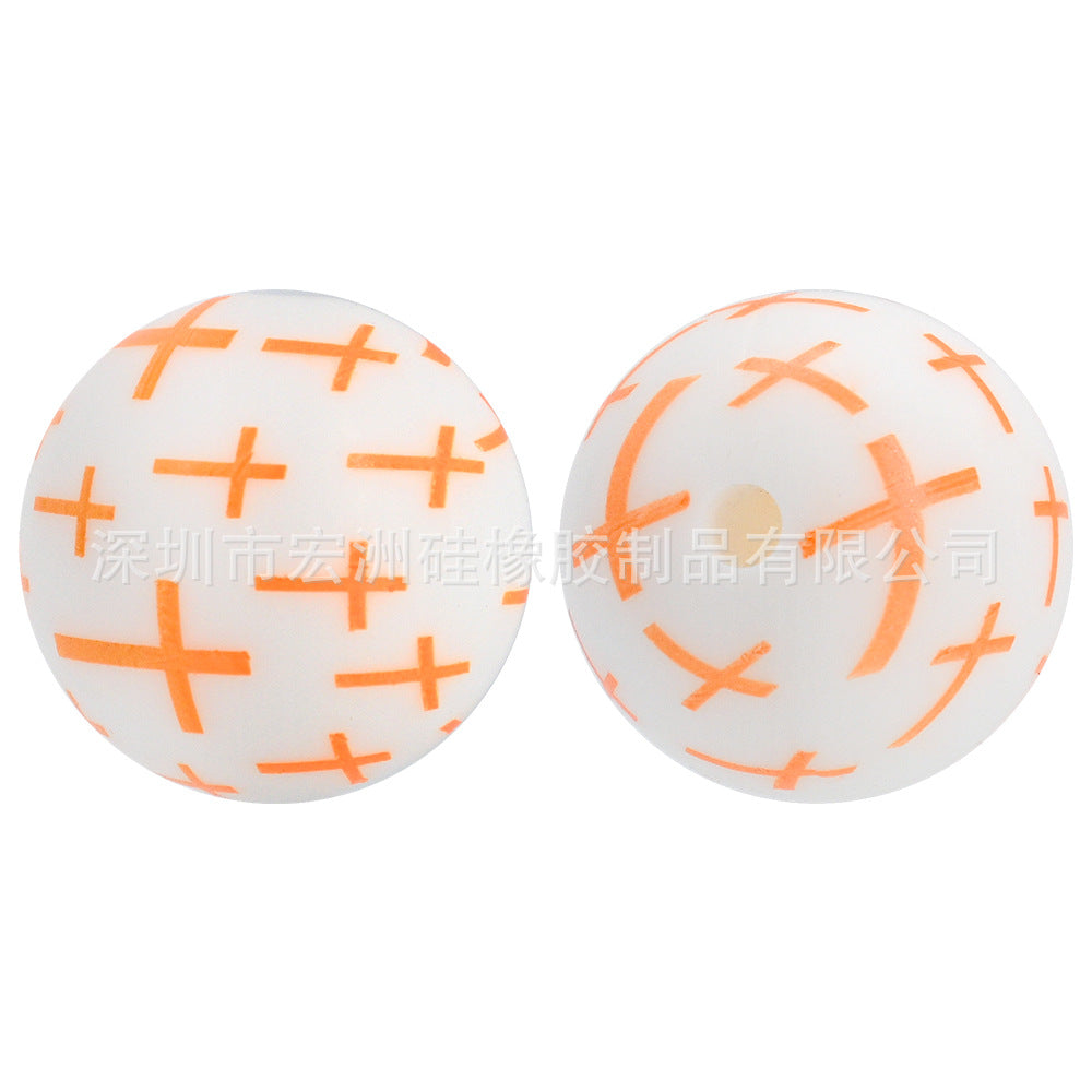 100pcs/pack Cross food grade silicone round beads DIY loose beads