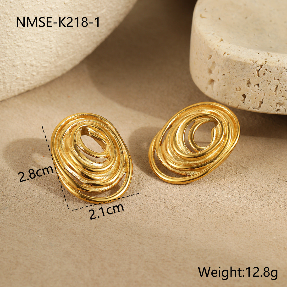 Wholesale  Asymmetric heart-shaped circle Stainless Steel Earrings
