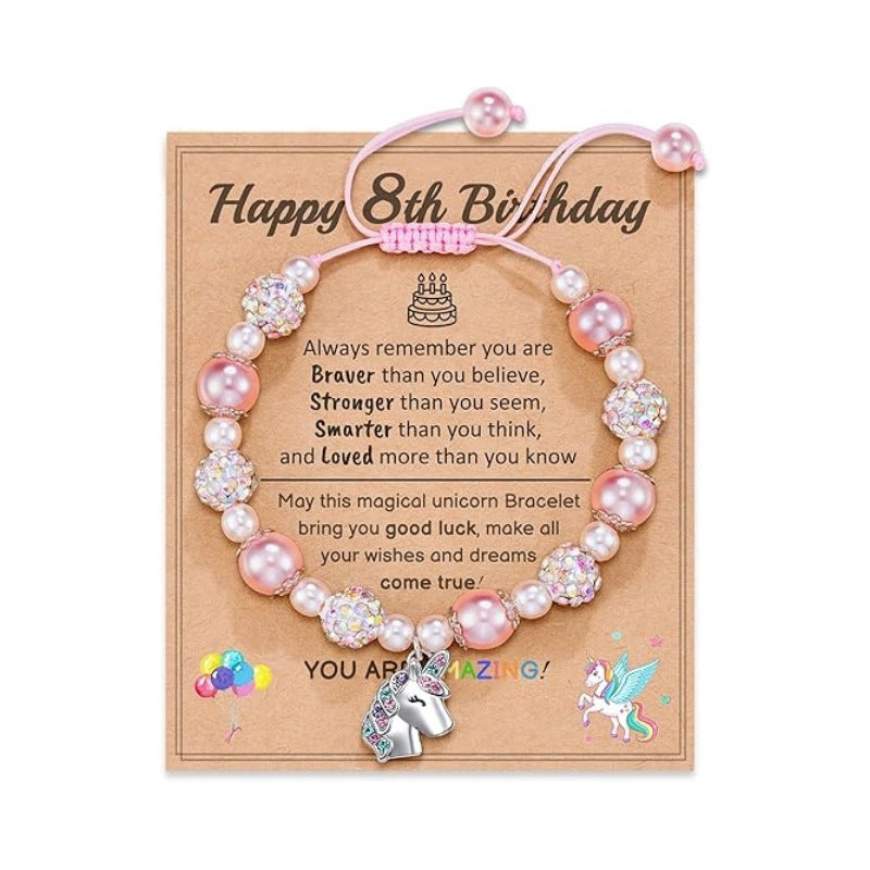 Wholesale Knitted pearl adjustable salamander unicorn pendant bracelet