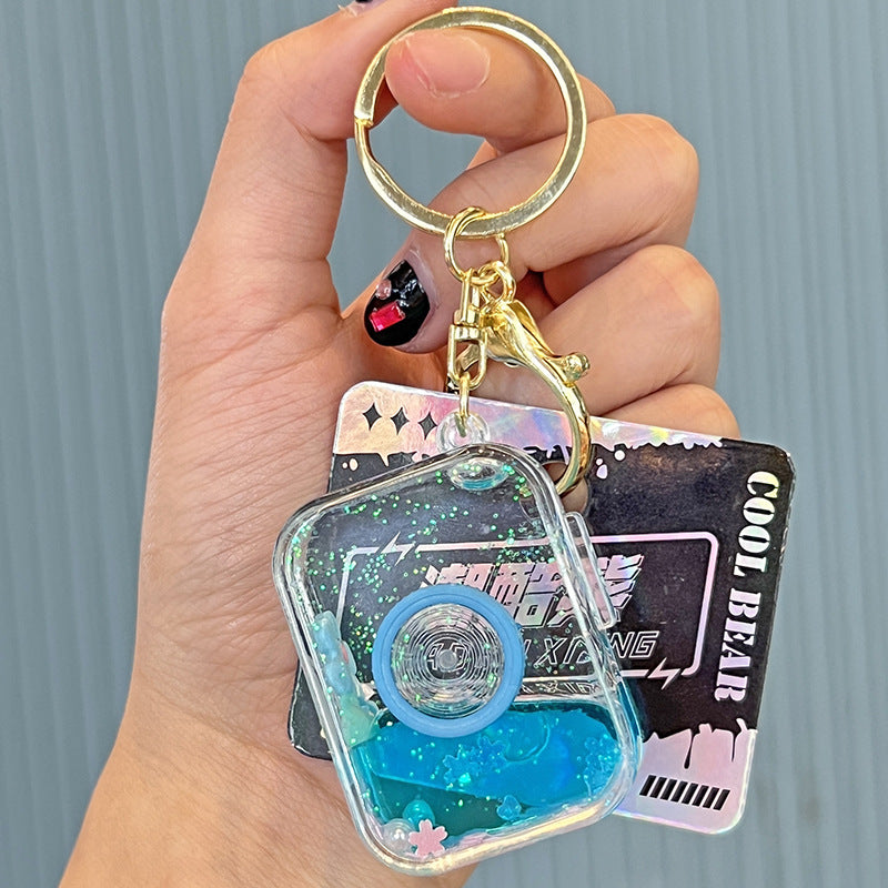 Wholesale Acrylic Camera Quicksand Bottle Key Chain