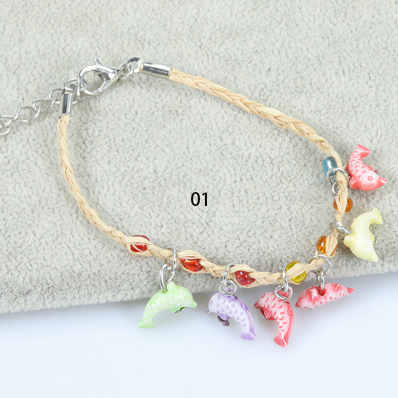 Pulsera de colores de macarrón trenzado de colección de océano al por mayor