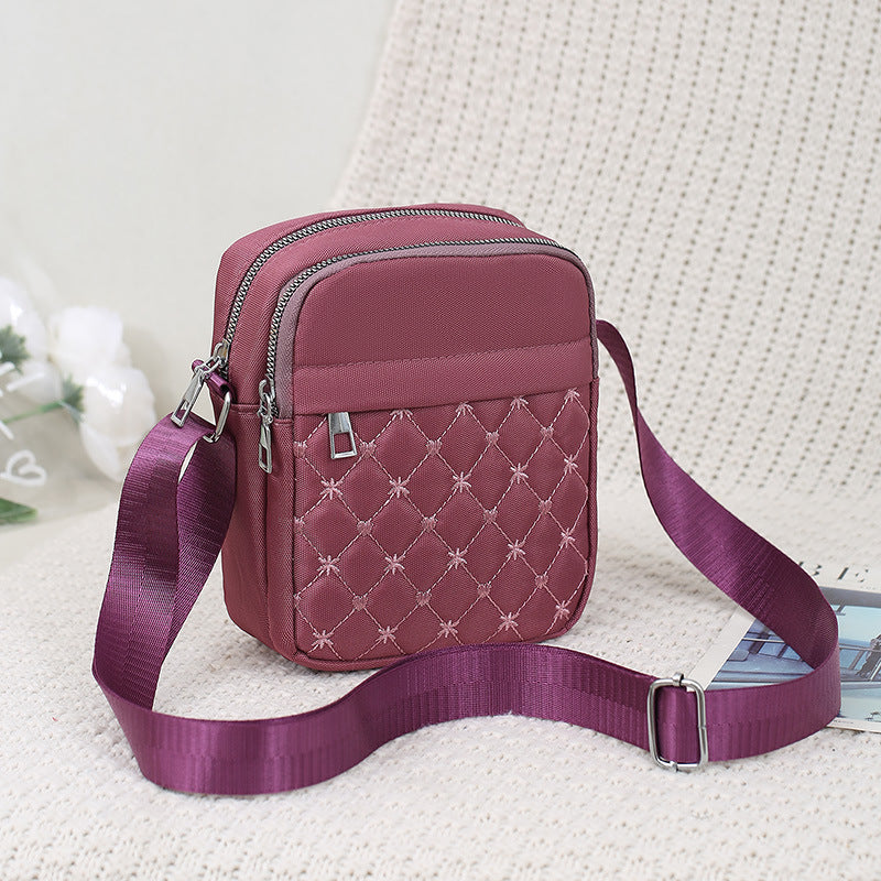 Wholesale Oxford Cloth Shoulder Bag Embroidered Thread Diamond Cross Body Bag Leisure Mobile Phone Bag Travel Bag