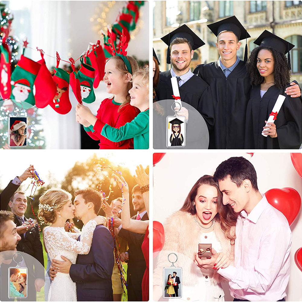 Wholesale Plastic Blank Photo Frame Keychain