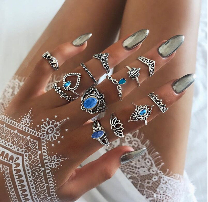 Wholesale Vintage Sun Eye Arrow Moon Sapphire Ring Set