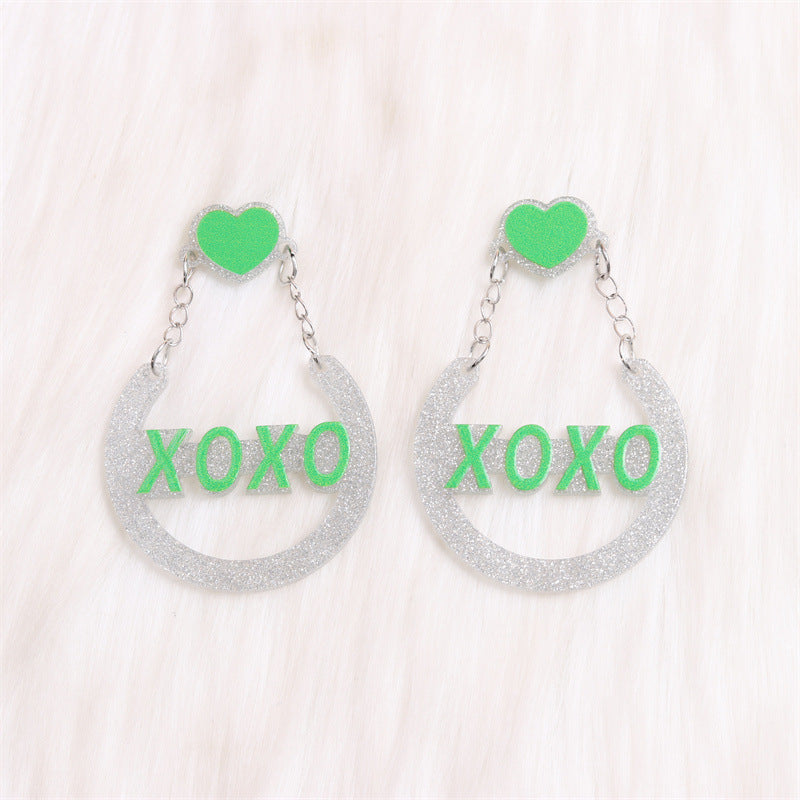 Wholesale Valentine's Day XOXO Heart Acrylic Earrings