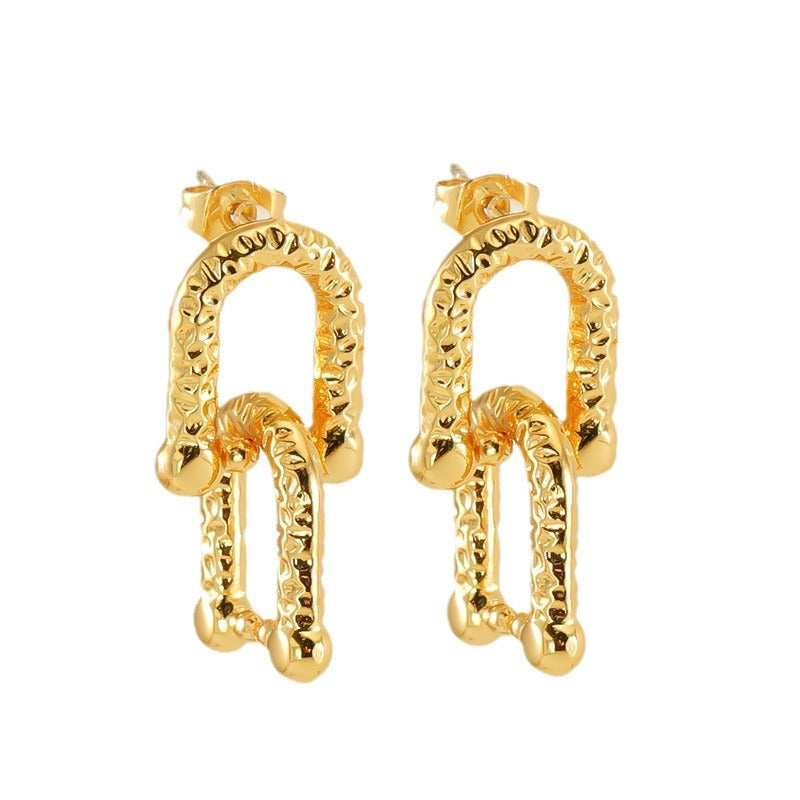Wholesale Stainless Steel Geometric Interlocking Gold Plated Earrings