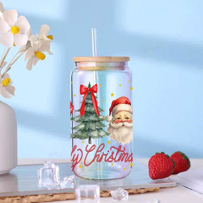 Wholesale UV Transfer Paste Glass Crystal Label 16oz Cup UV DTF Wraps 23cmX11cm