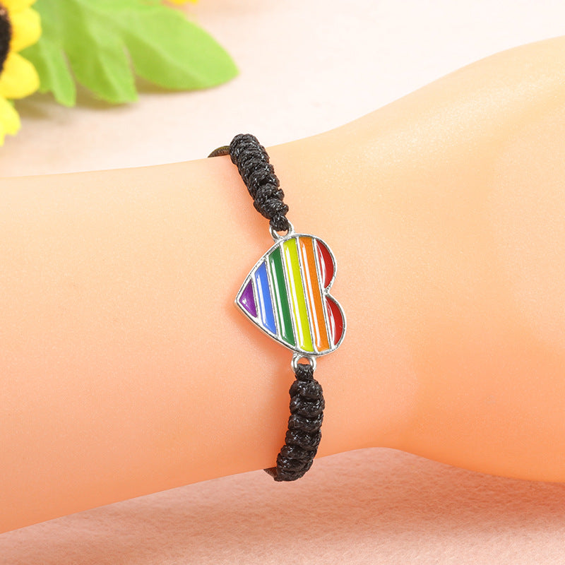 Wholesale LGBT Six-color Rainbow Hand-woven Bracelets