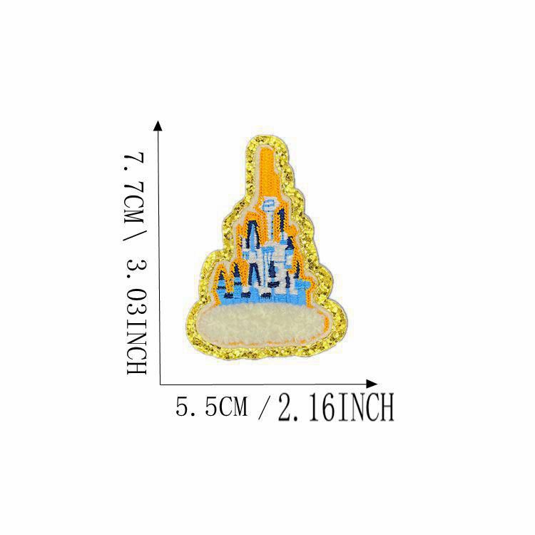 Wholesale Christmas  Gold Edge Chenille Embroidered Patches Self Adhesive Clothing Accessory For Coats Party Craft Supply