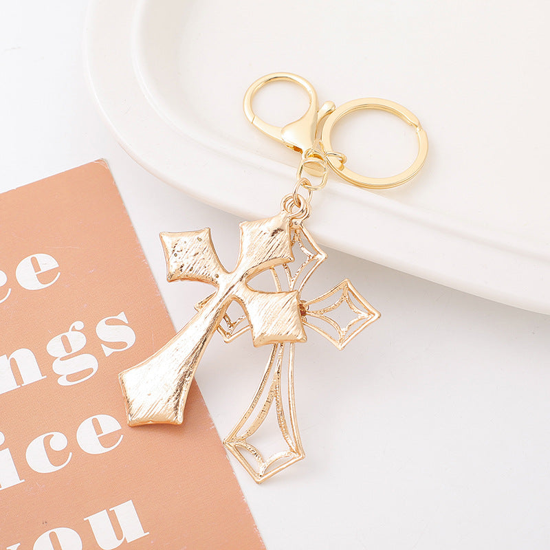 Wholesale Diamond Cross Zinc Alloy Keychain