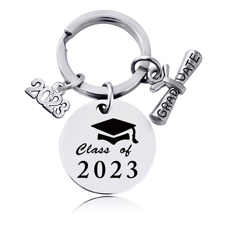 Wholesale Stainless Steel Round Graduation Season Gift Keychain