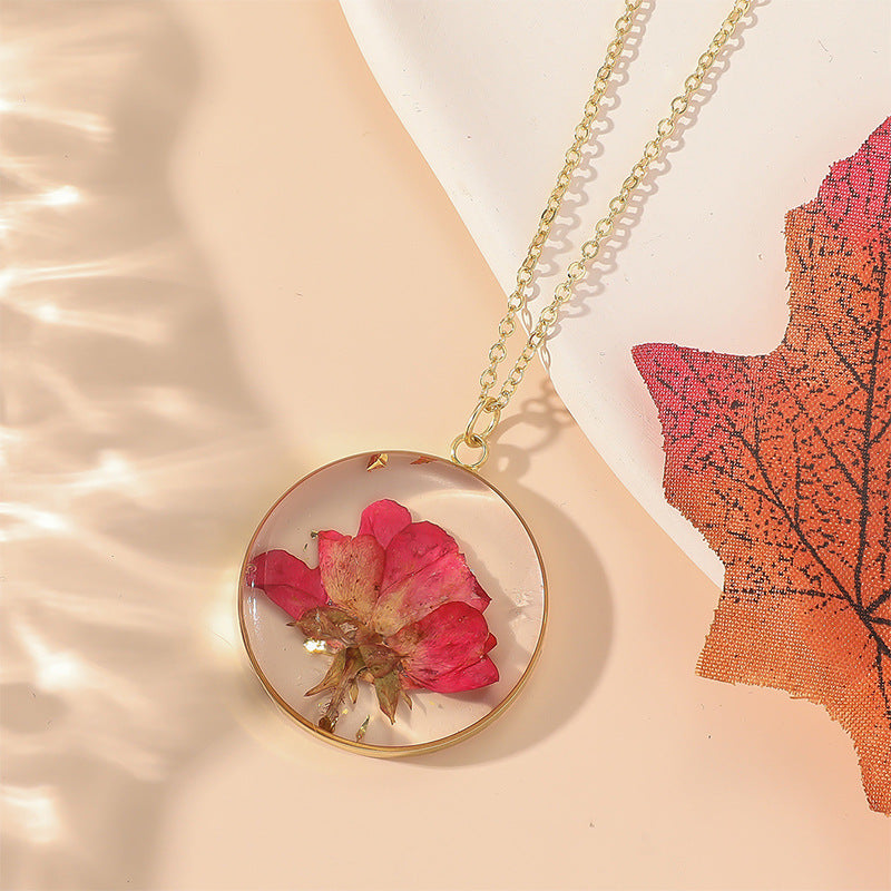 Wholesale Resin Dried Flower Handmade Dripping Glue Necklace