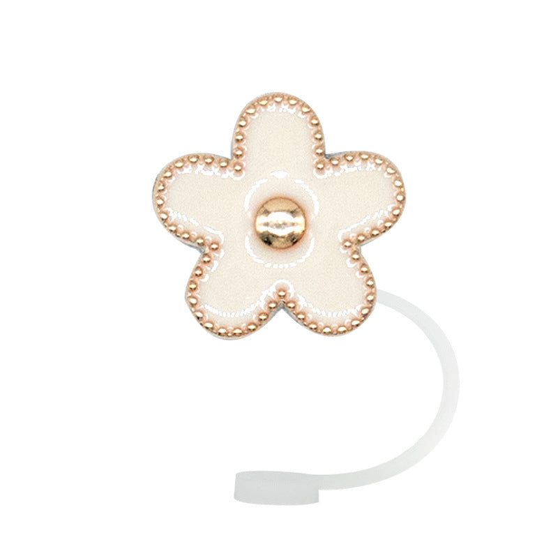 Wholesale 10pcs/packAcrylic Straw Cap Dust Plug Imitation Metal Shell