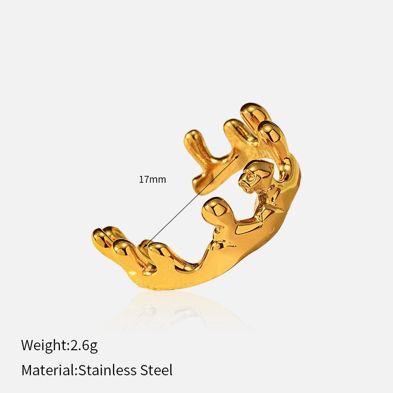 Wholesale Trendy Glossy Open Titanium Steel Ring Stainless Steel 18K Gold Plated Niche Ring