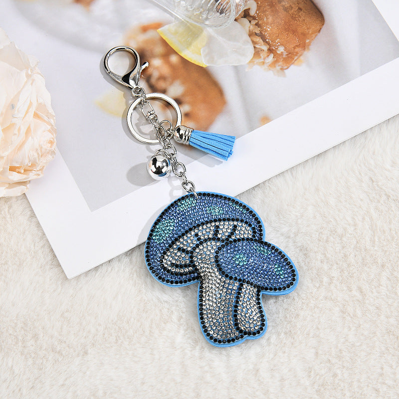 Wholesale colorful mushroom studded diamond keychain