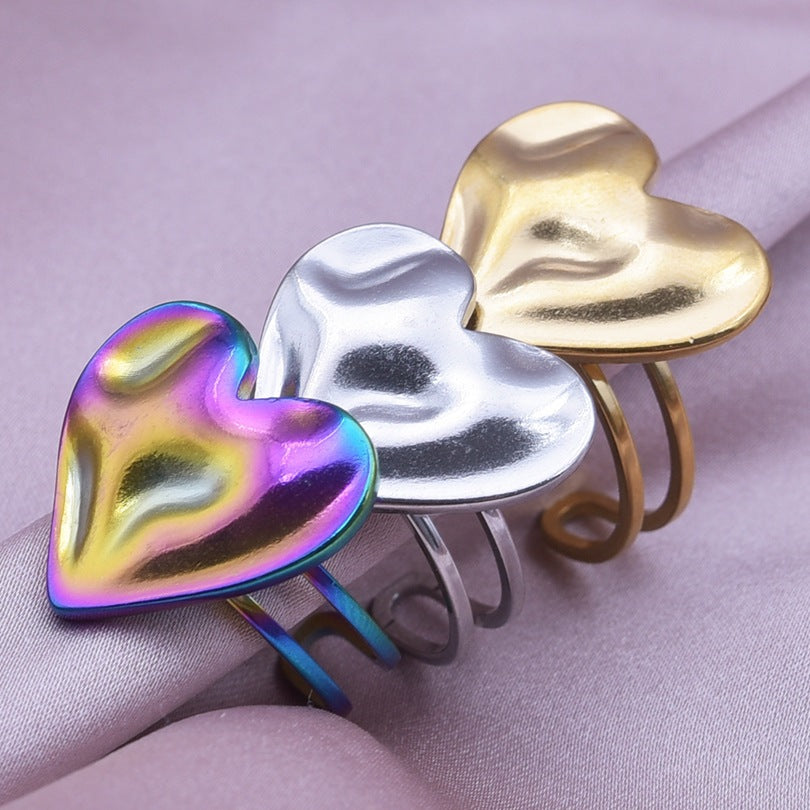 Wholesale Valentine's Day Geometric Love Shaped Titanium Steel Rings
