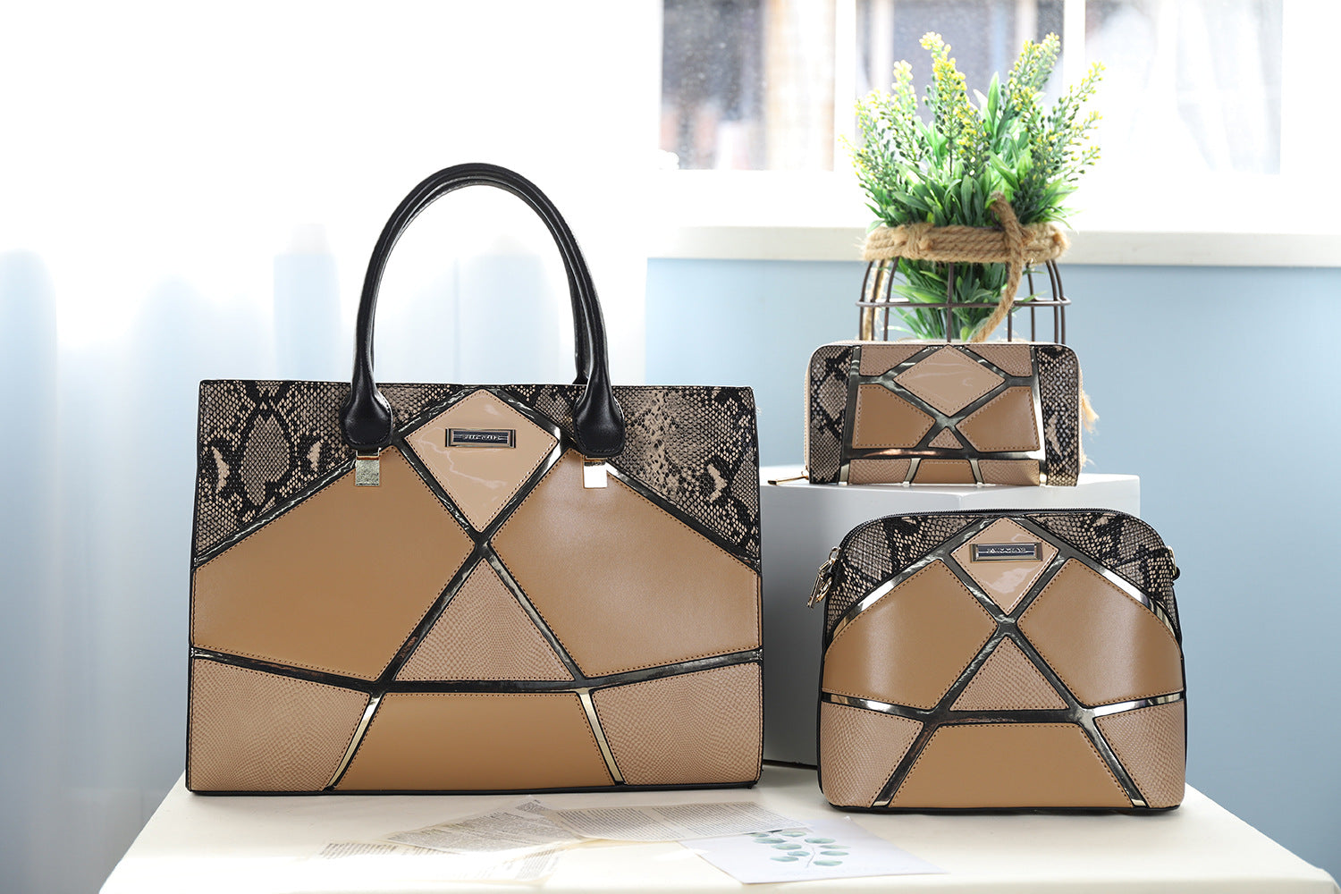 Wholesale PU Simple Three-piece Stitching One Shoulder Crossbody Bag