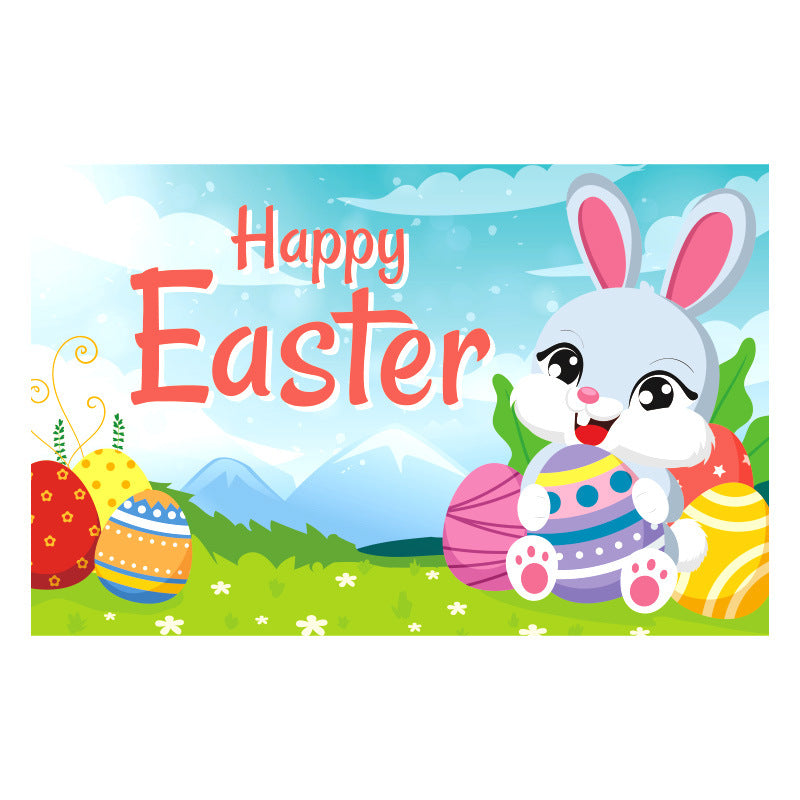 Wholesale Easter Decorations Egg Bunny Flag Background Cloth