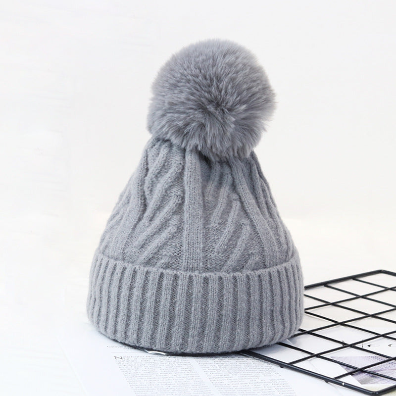 Wholesale Autumn and Winter Knitted Woolen Hat Thickened and Velvet Warm Hat