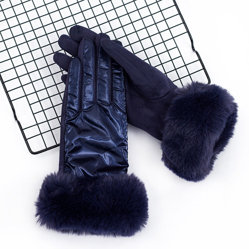 Wholesale Women's Winter Fur Skiing with Plush Angora Glove