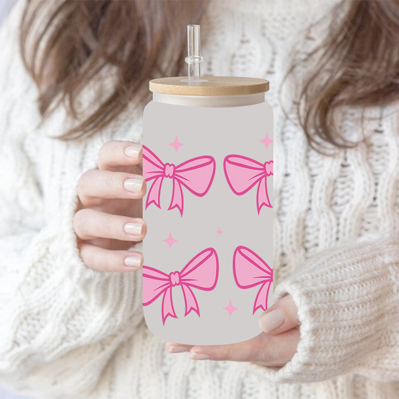 Wholesale Uv Transfer Sticker Glass strawberry Cup Crystal Sticker 16oz Cup UV DTF Wraps