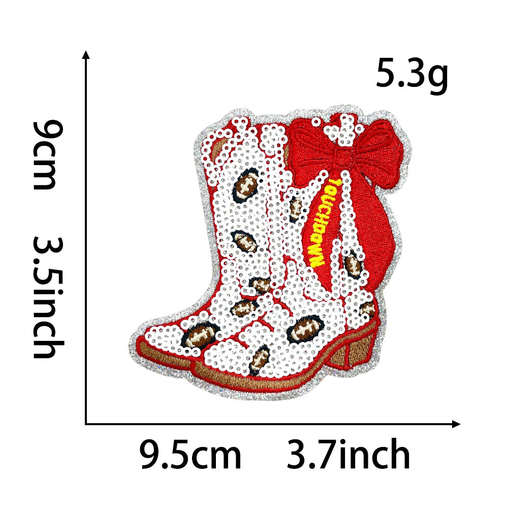 Wholesale Colorful bow boot sequin embroidery DIY Patches