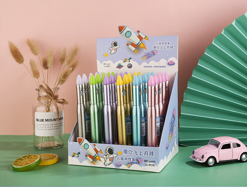 Plástico de plástico al por mayor forma de cohete de cohete luminoso gel pluma