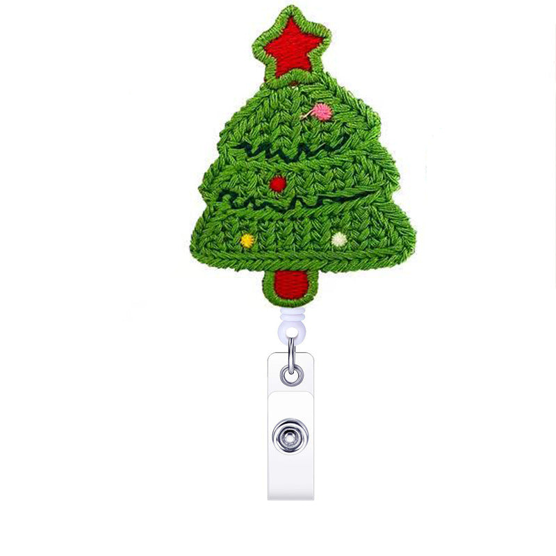 Wholesale Christmas Knitted Woolen Embroidery Telescopic Easy Pull Chain Keychain