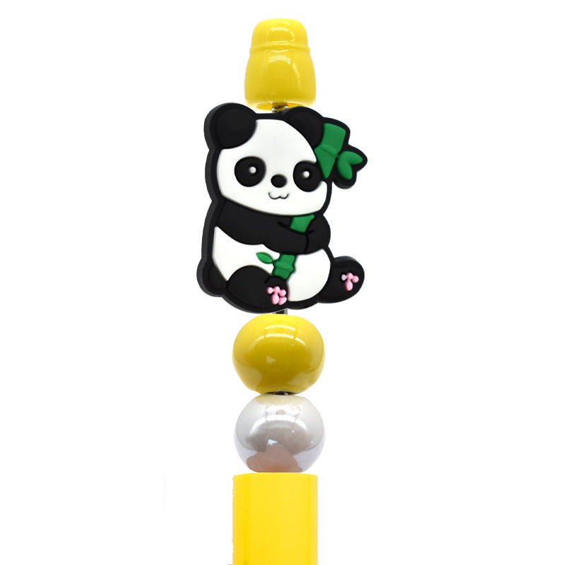 Wholesale Random100pcs/pack DIY Cute Cartoon Panda Beaded Pen Pvc Soft Glue Focus Beads