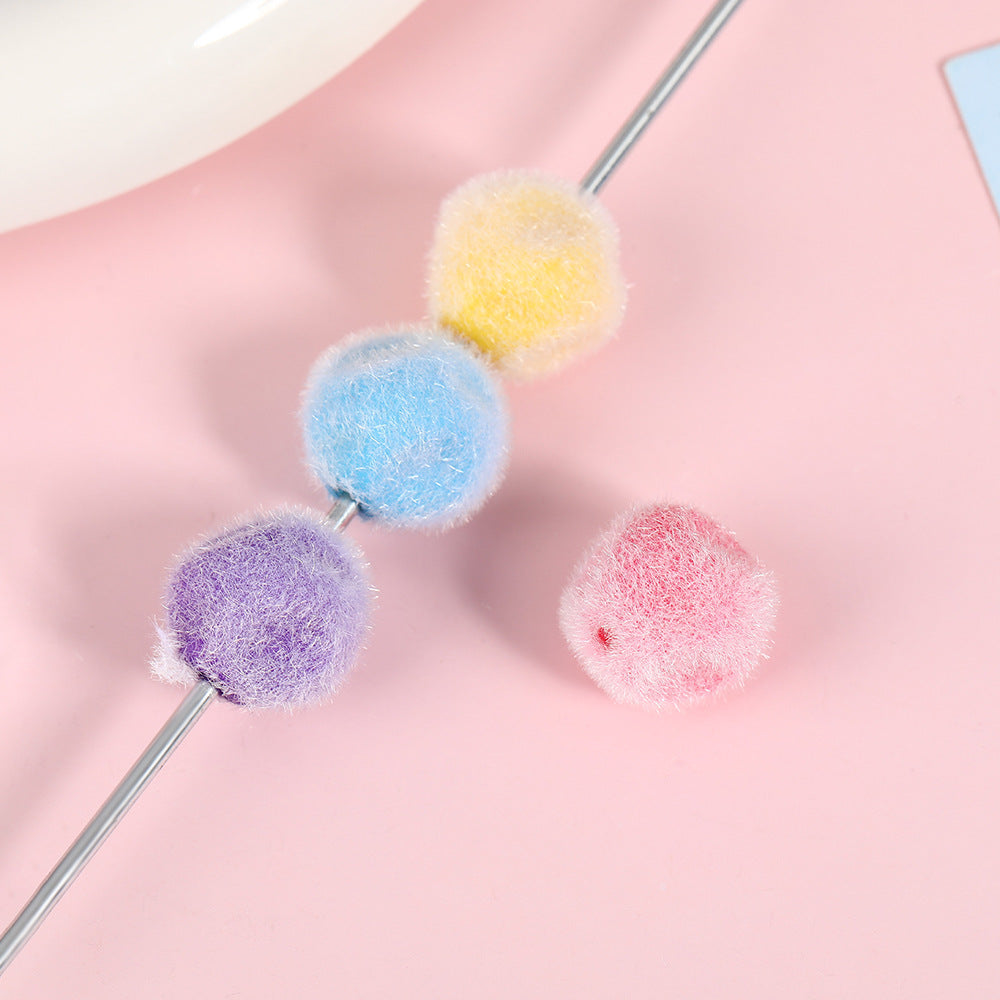 Wholesale 50pcs Plush Fig Beaded Jewelry Accessories Colorful Loose Beads Long Hair Mobile Phone Chain Pendant Material