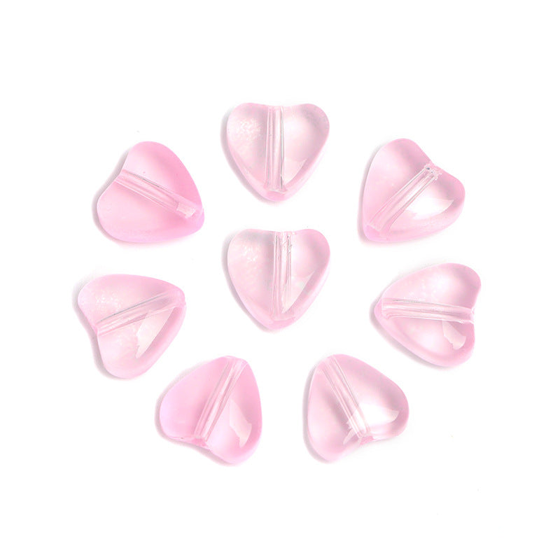 Wholesale 100pcs Heart-shaped Glass 8mm Straight Hole Jelly Colored Peach Heart DIY Beads