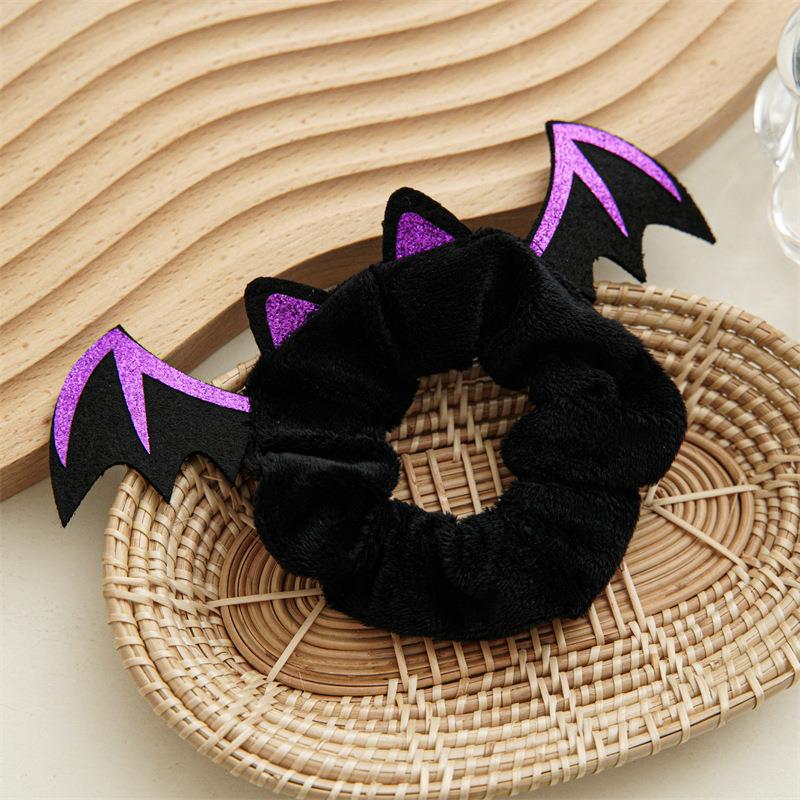 Wholesale Halloween Deer Horn Bat Funny Fleece Hair Scrunchies