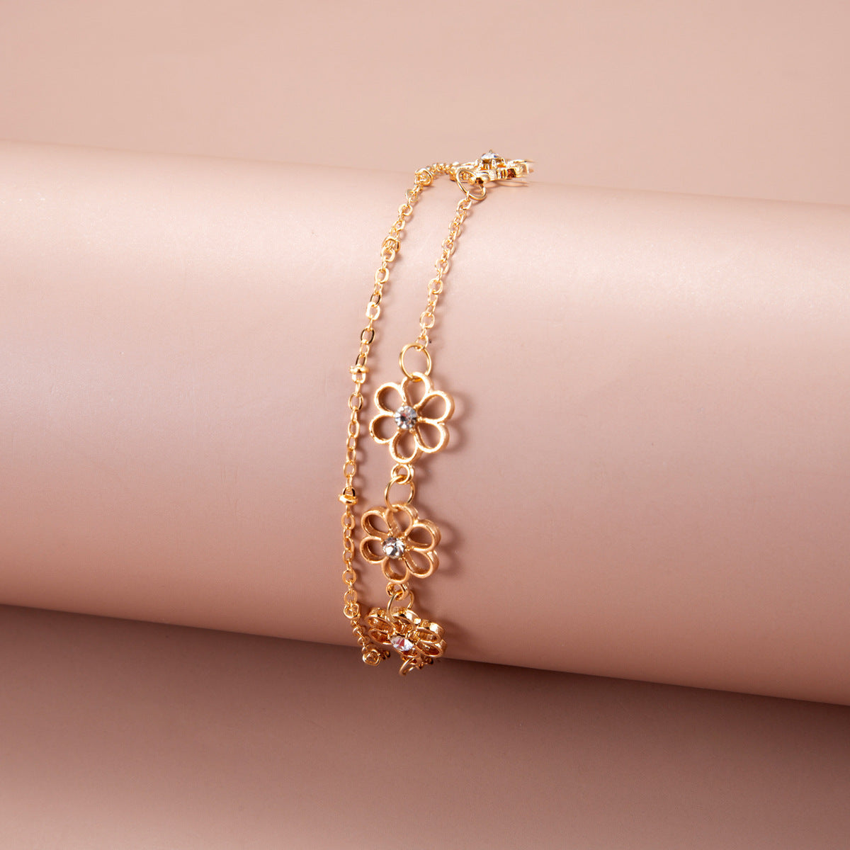 Wholesale Zircon Bracelet Set Exaggerated Geometric Beaded Thick Chain Bracelet