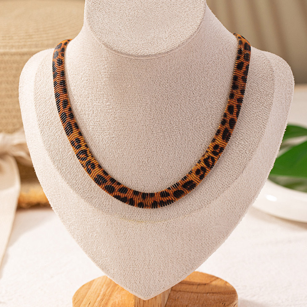 Wholesale Leopard Print Retro Fashion Necklace Alloy Jewelry Accessory Everyday Gift