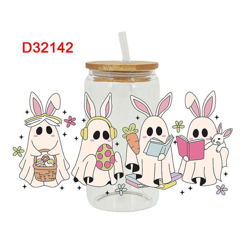 Wholesale Uv Transfer Sticker Glass Cup Crystal 16oz Cup UV DTF Wraps