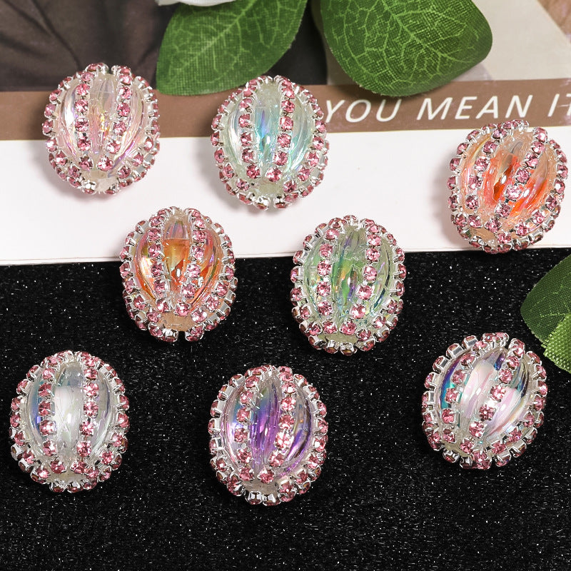 Wholesale 20pcs Burst Sparkle Rhinestone Chain Pumpkin Transparent Diamond Ball Beads DIY Accessories