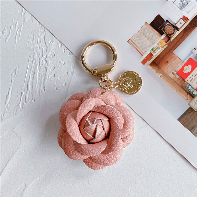 Wholesale Fashion leather Camellia car keychain