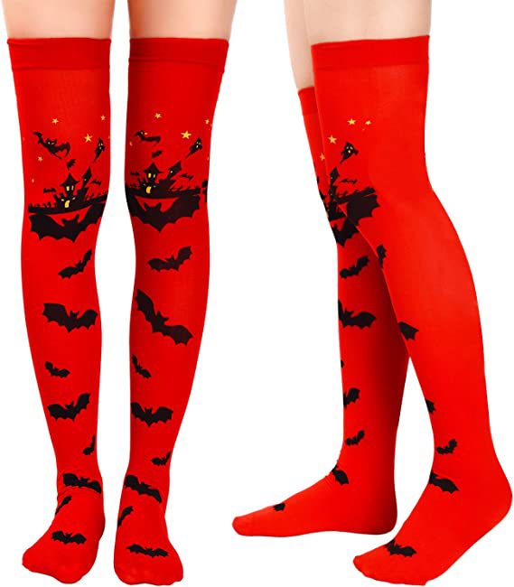 Wholesale Halloween Orange Bat Skeleton Socks