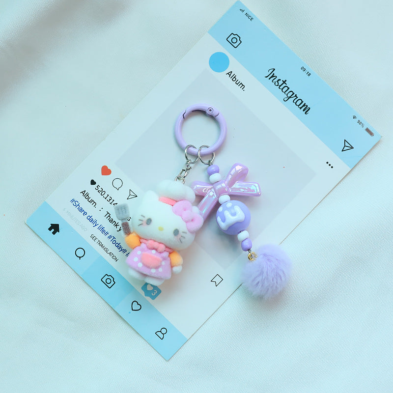 Wholesale Flocked Cute Cat Keychain OLY Exclusive