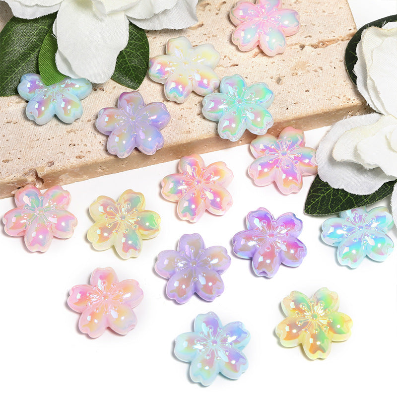 Wholesale 100pcs Acrylic Double-sided Oil Dripping Cherry Blossom Beads