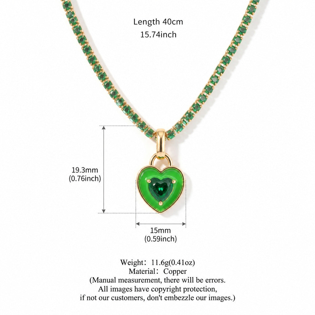 Wholesale Trendy Colorful Emerald Zircon Tennis Choker Necklace Short Copper Chain Women S Chic Fashion Jewelry Boutique Resale Gift