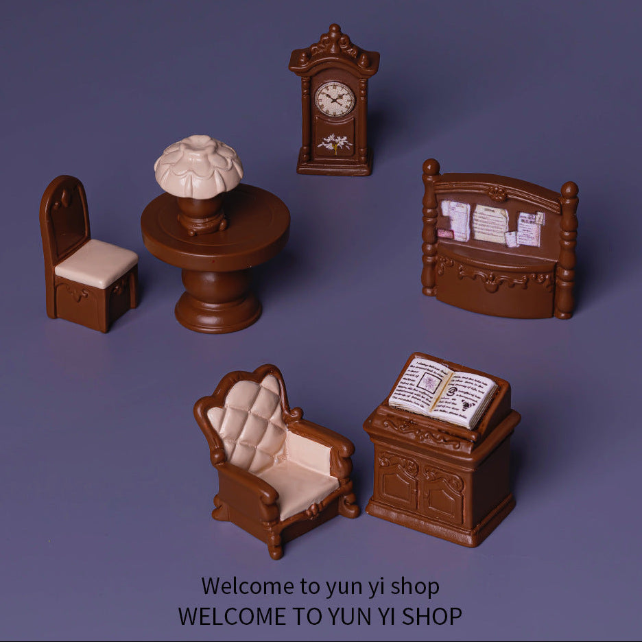 Wholesale European Classic Library Resin Figurine Miniature Desk Decor Creative DIY Car Dashboard Ornament Chic Gift For Resale