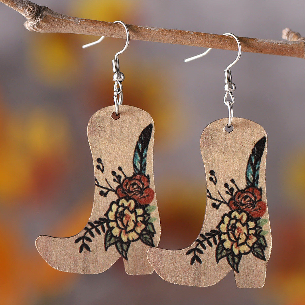 Wholesale Pink Denim Hat Cowboy Boots Pendant Earrings