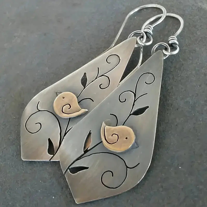 Wholesale  Bird Vine Drop-Shaped Pendant Alloy Earrings