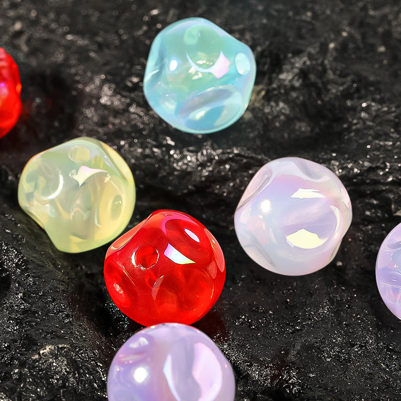 Wholesale 100pcs Solid Color UV Coated Acrylic Beads Fig Through-hole DIY Beads